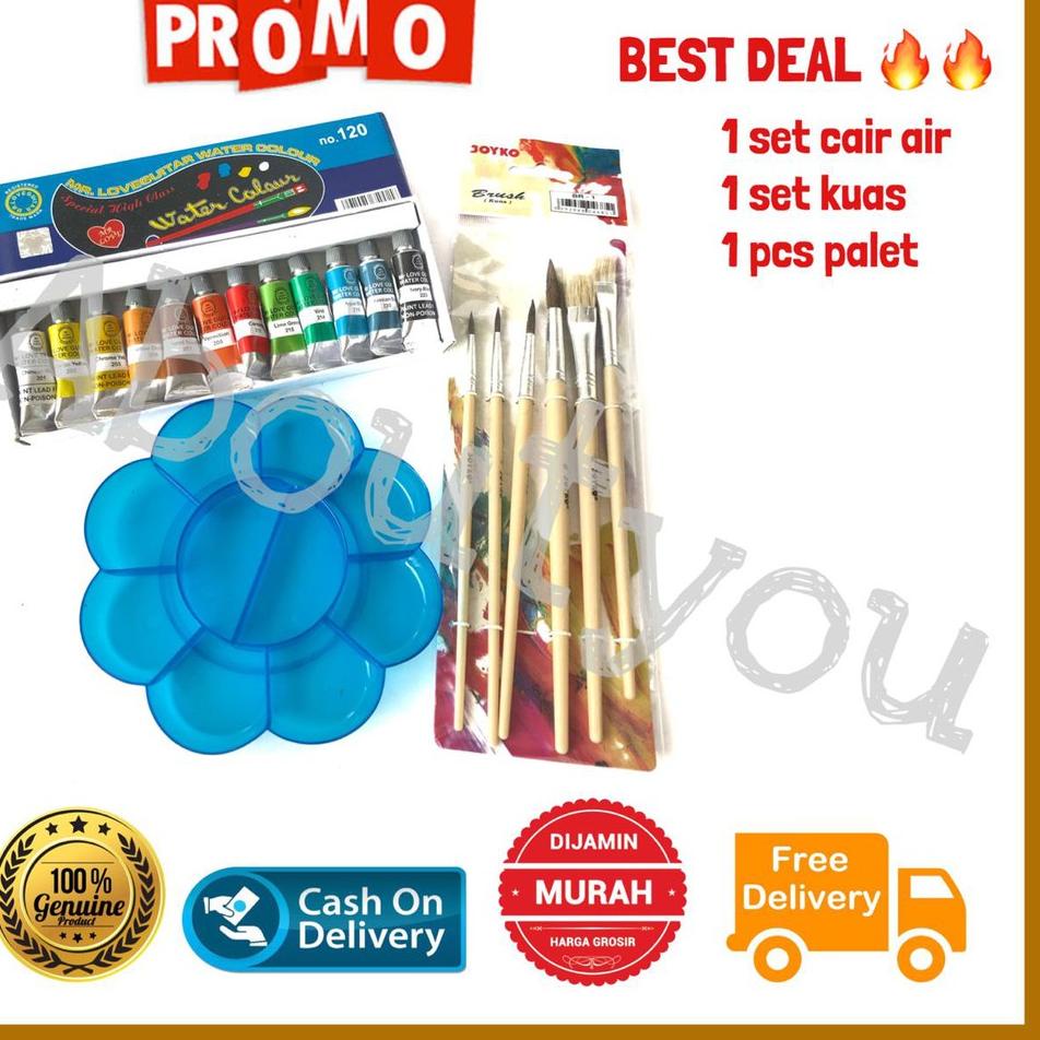 

Flash Sale - PAKET MELUKIS 3 in 1 Palet Kuas Cat Air lukis ART SET ..