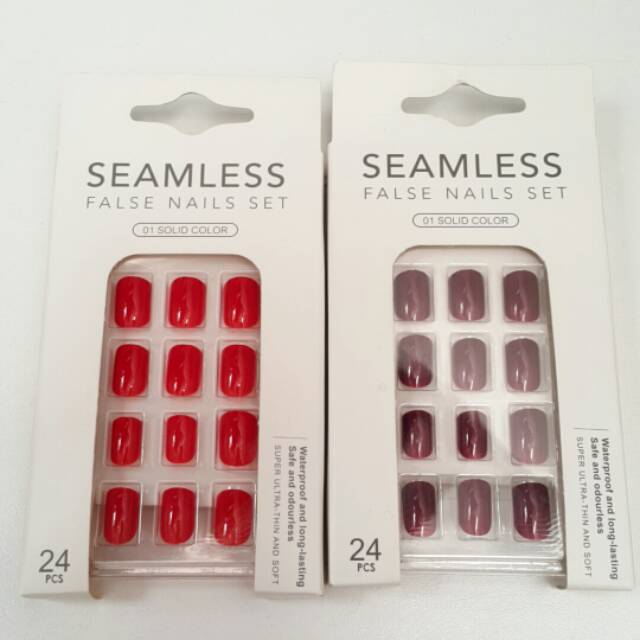 (8WRN) SEAMLESS FALSE NAILS SET 24PCS by MINISO. Miniso accessories. Miniso murah ready surabaya