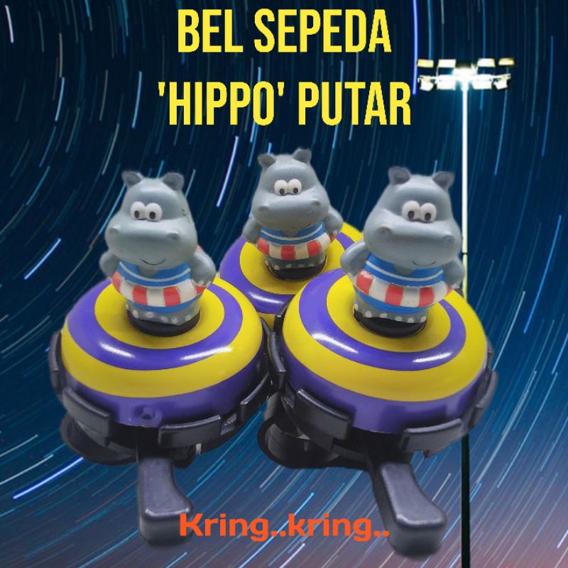 Bel sepeda karakter Hippo spin bell