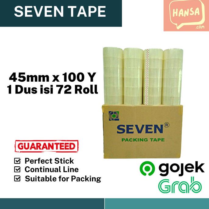 

Lakban Bening 45 Mm X 100 Y Seven Tape (Isi 72 Roll) Gosend Termurah