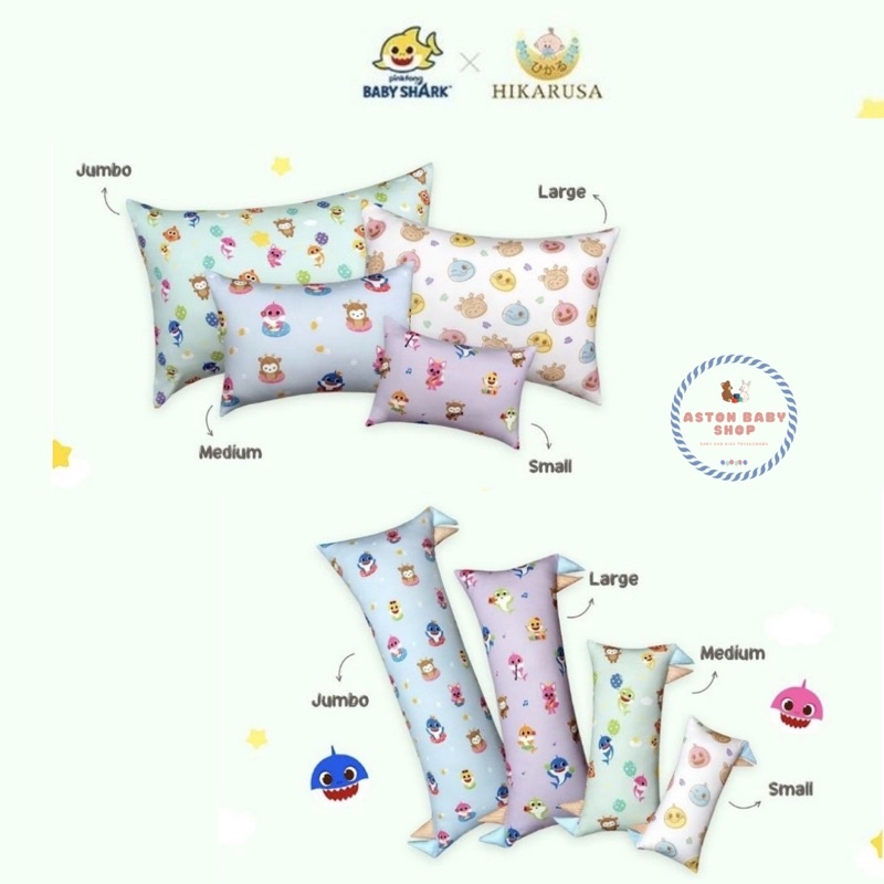 Hikarusa Baby Shark Pillow Bolster S M L Bantal Guling Hikarusa Baby shark