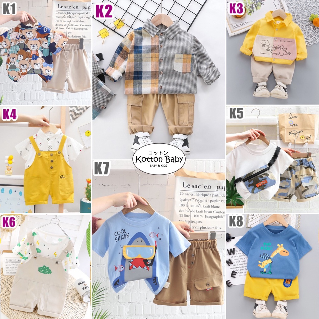 1-5thn | Setelan Tshirt + Celana (1 set) Laki-laki Bayi Anak Pakaian anak Kaos Bayi catalog K