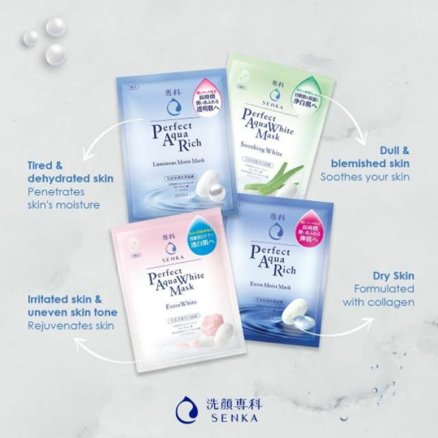 [SKINHOUSEID] SHEET MASK SENKA | SENKA PERFECT AQUA RICH - EXTRA MOIST MASK SOOTHING MASK | SHEET MASK BPOM |