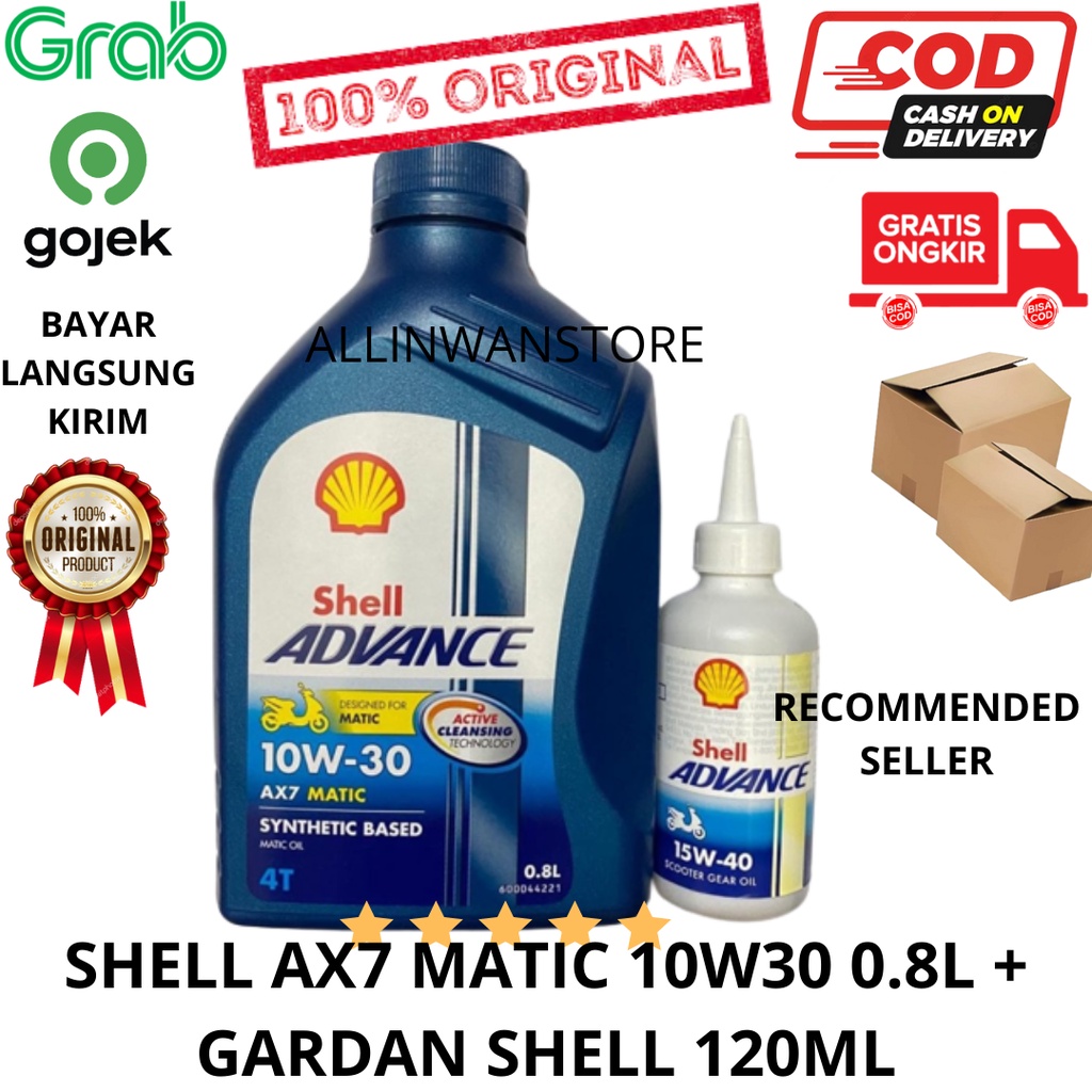 PAKET OLI SHELL ADVANCE AX7 MATIC 10W-30 0.8L + GARDAN SHELL 120ML