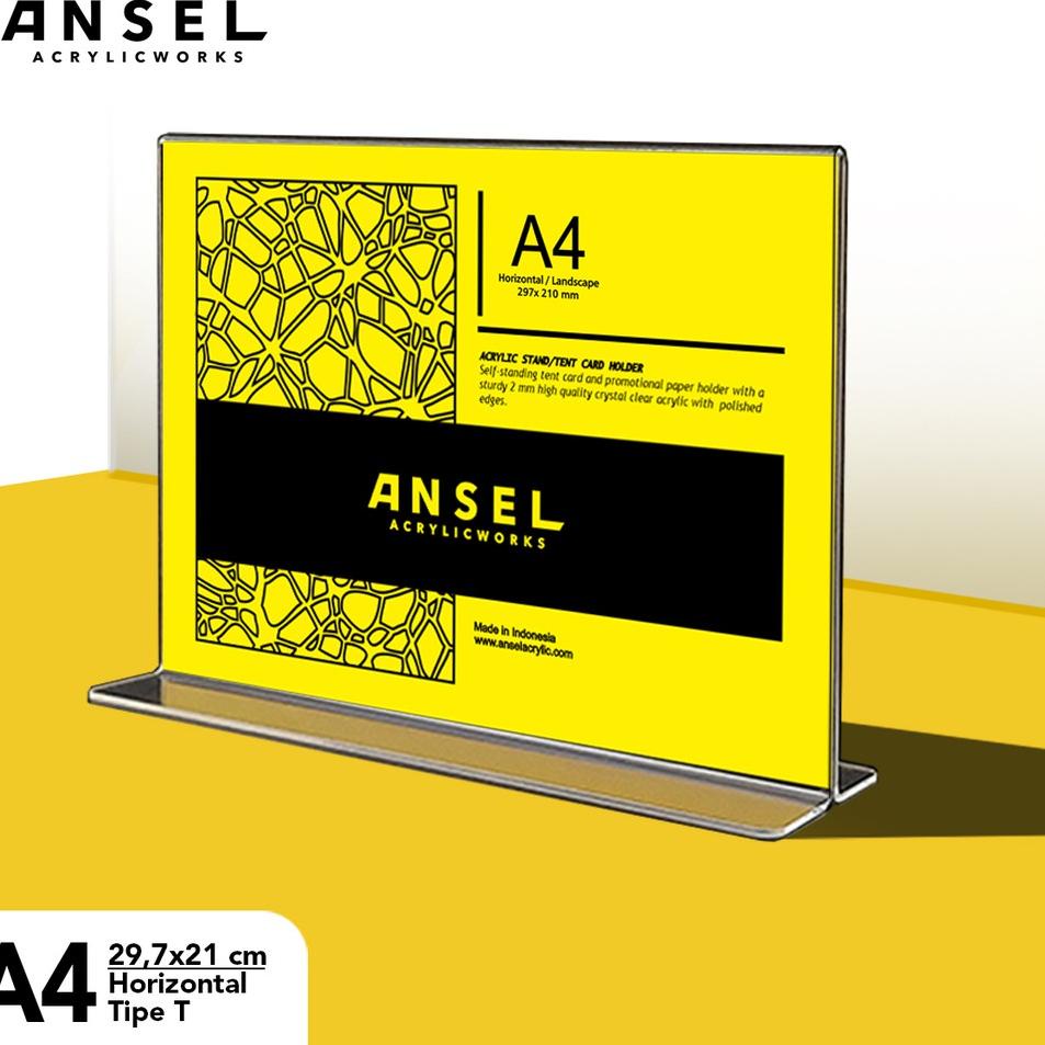 

Super Spesial ANSEL Tent Holder Akrilik Tipe T / A4 Horizontal 29,7x21 cm / Acrylic Stand