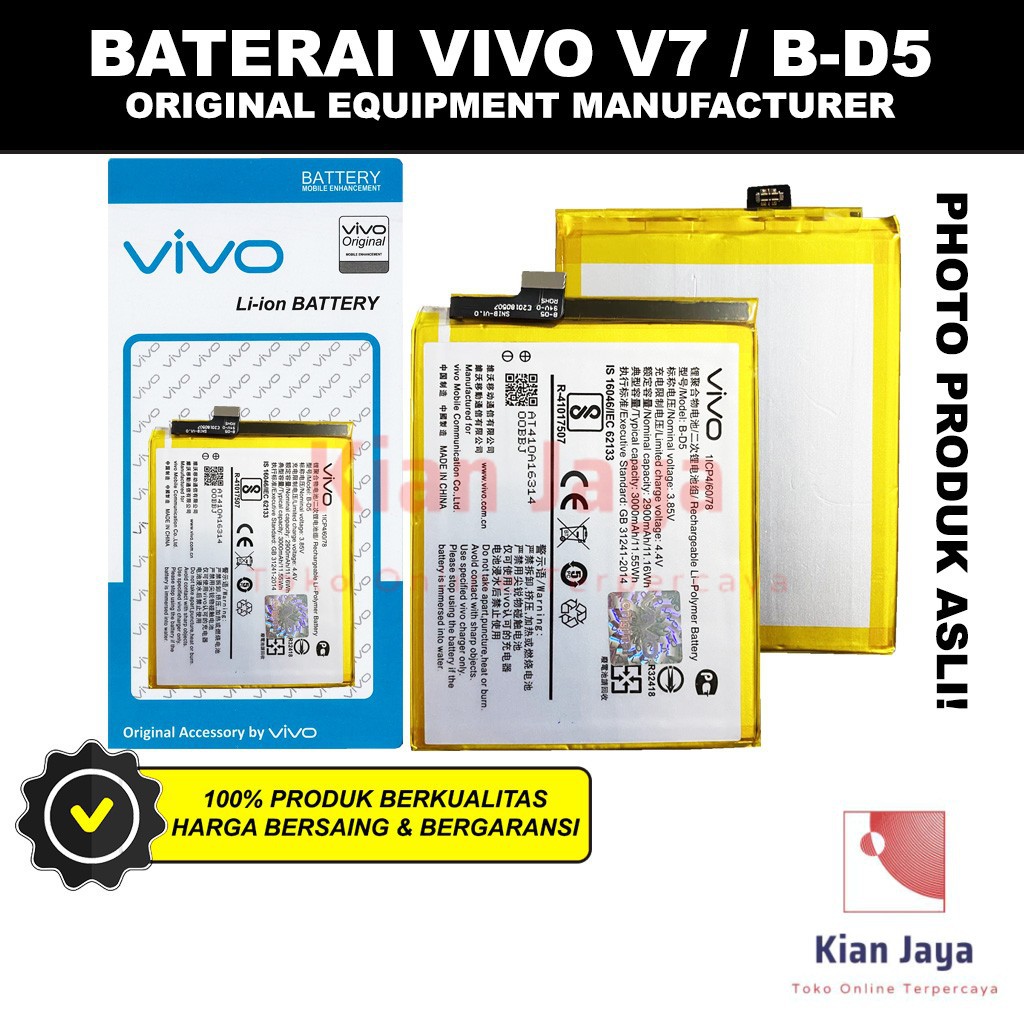 Baterai Vivo V7 / B-D5 Original OEM batre Batrai Battery Hp V 7 BD5 Ori