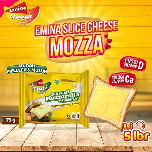 Emina Slice Cheese Mozzarella 75gr Isi 5pcs / Keju Mozarella Slice