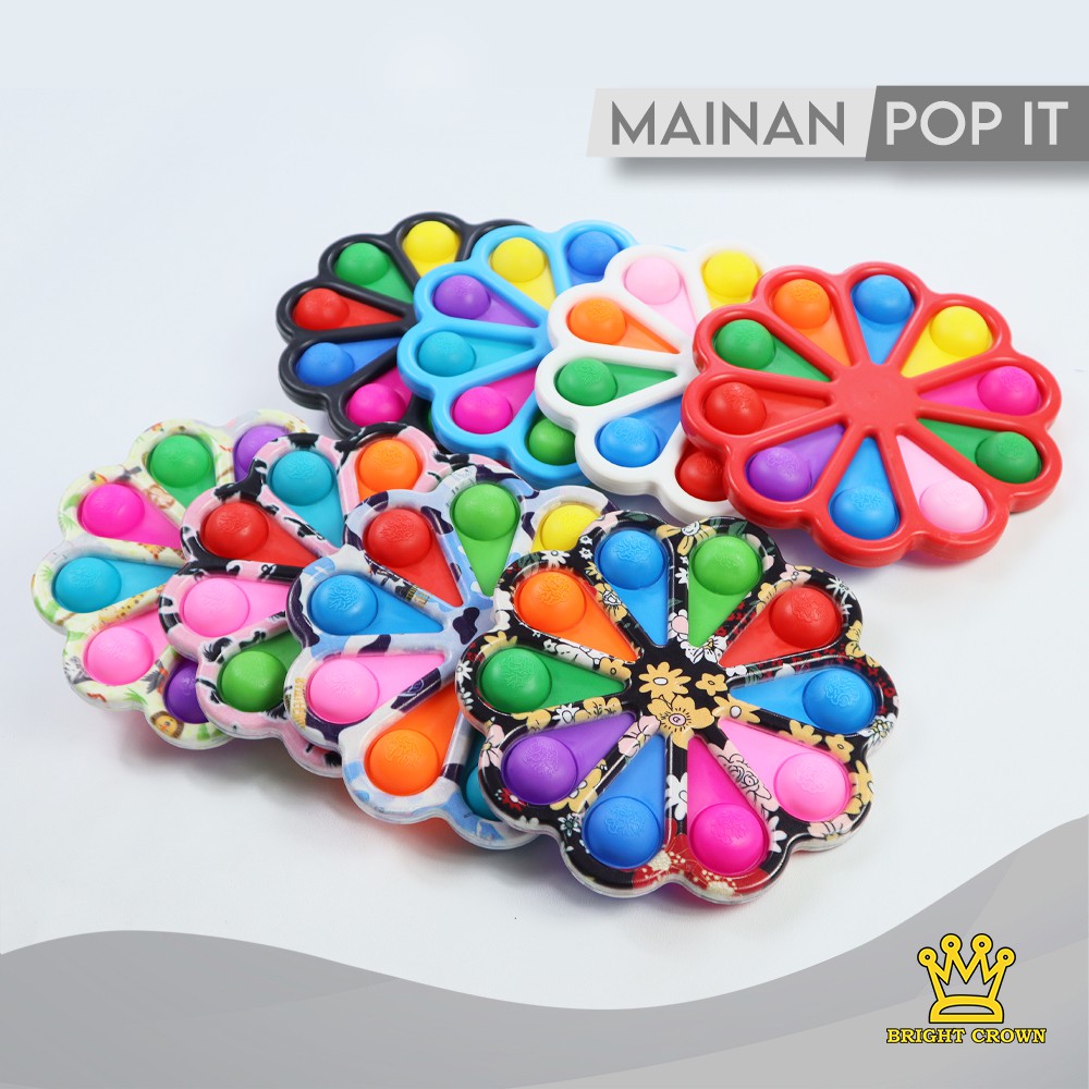 Bright Crown Mainan Fidget Push Pop It Bubble Stress Relief Kids Pop It Mainan Kekinian-7