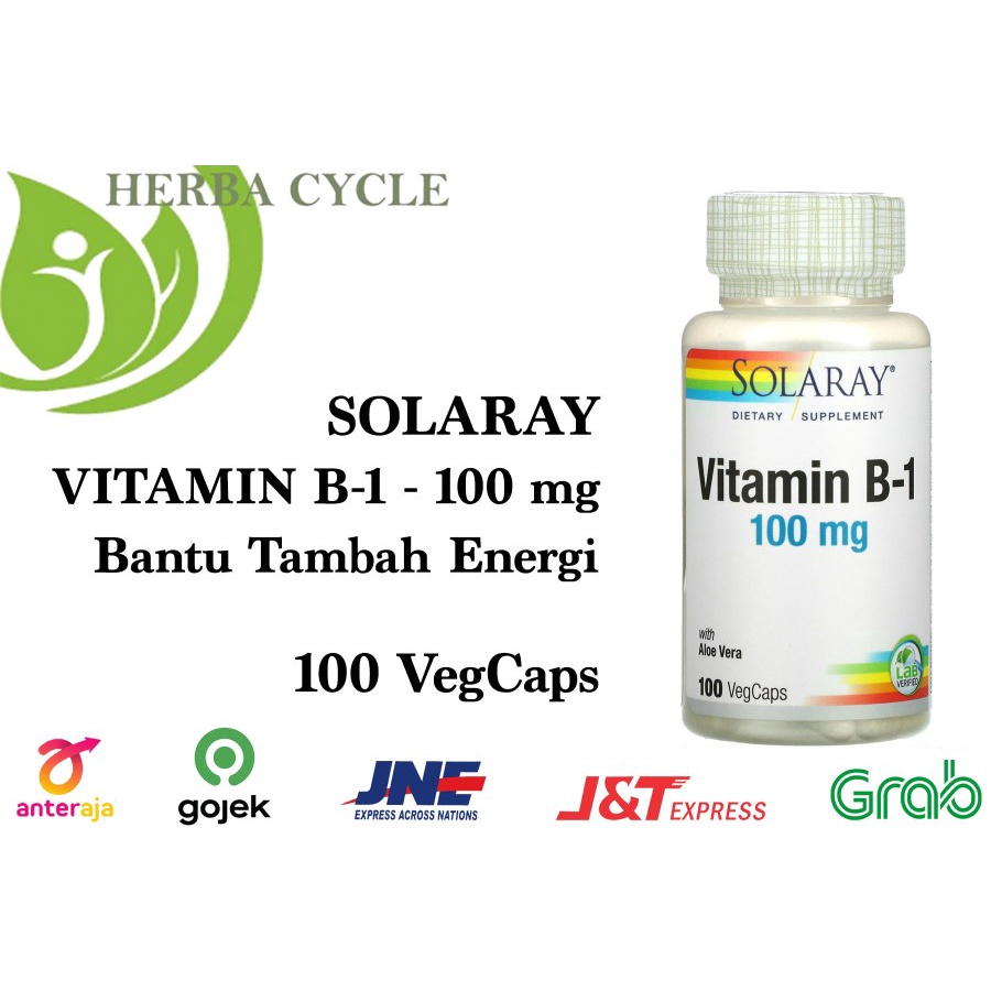 Solaray Vitamin B1 100 mg 100cap Tambah Energi Tubuh  Vit B1 ORI USA