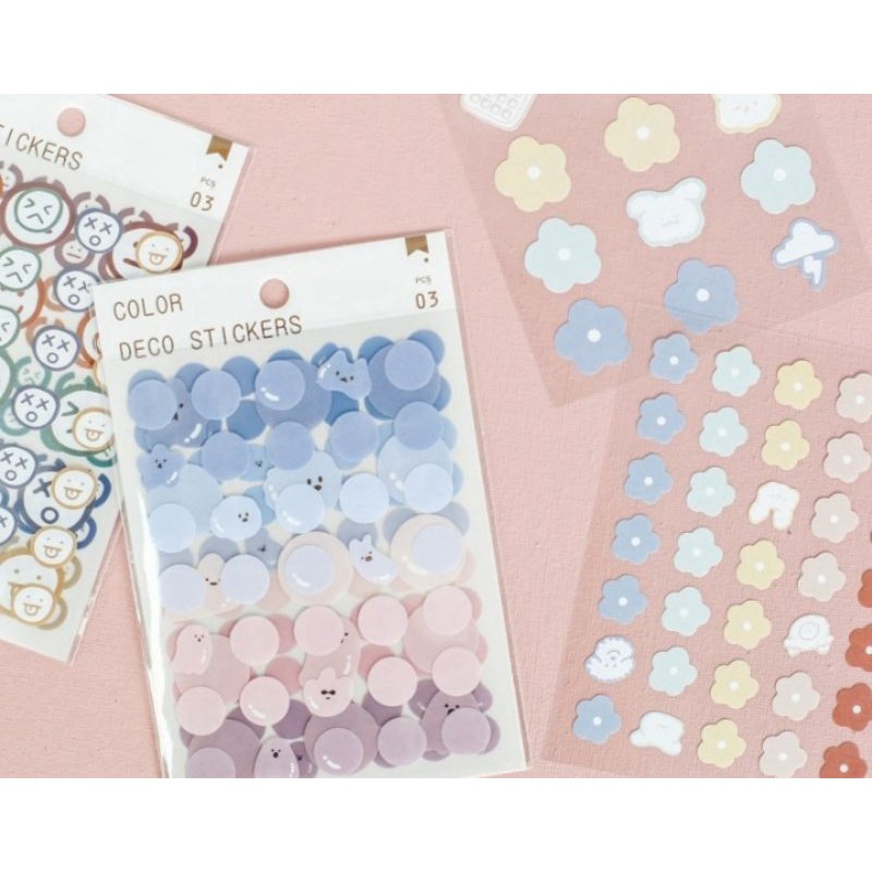 colour deco sticker 3 pcs journaling bujo scrapbook sticker lucu 072