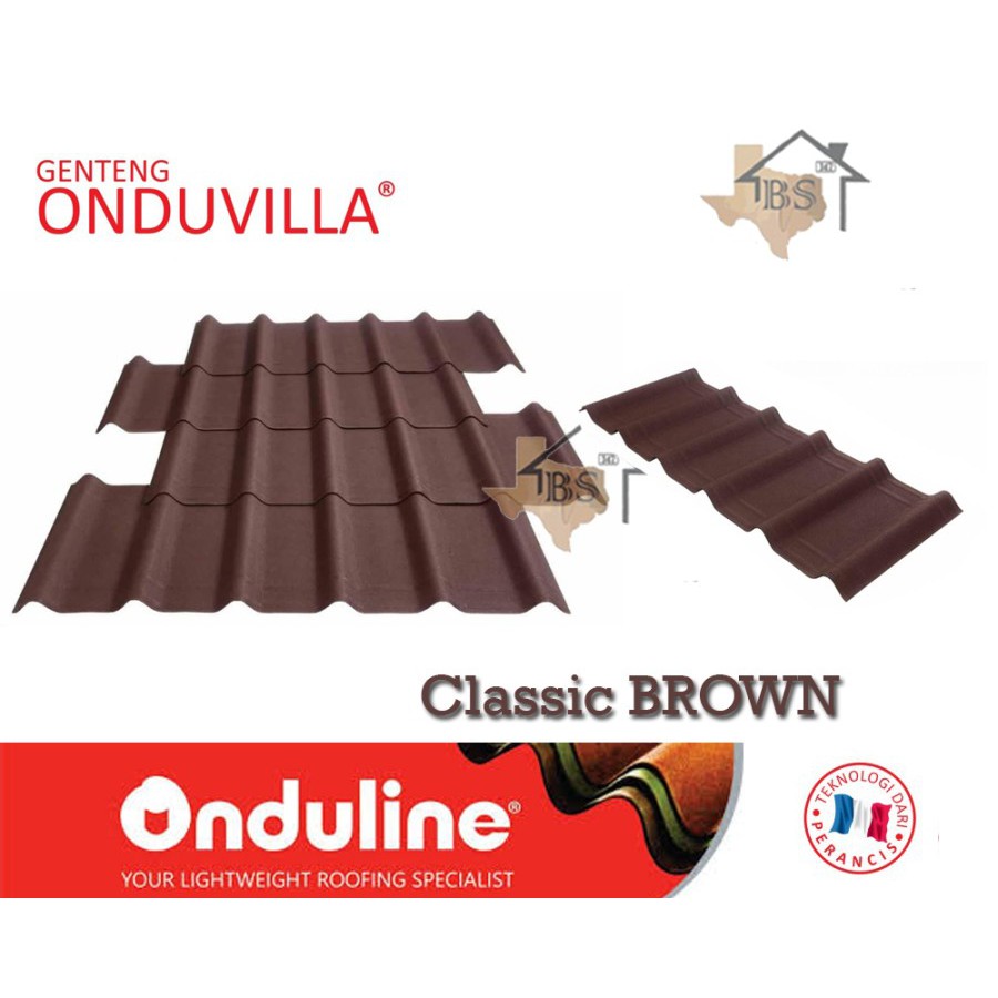 GENTENG ONDUVILLA CLASSIC BROWN ATAP SIRAP BITUMEN 1060MM X 400MM