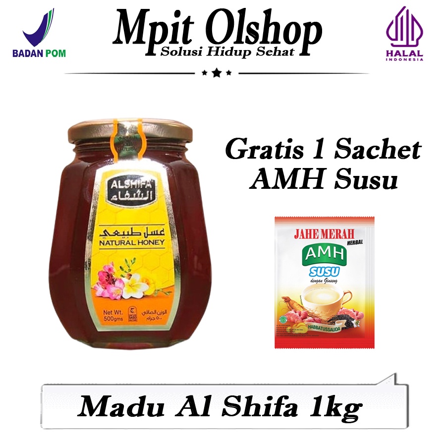 

(GRATIS 1 SACHET JAHE AMH SUSU) MADU AL SHIFA SAUDI ARABIA 500gr Natural Honey | Murah Original Manis