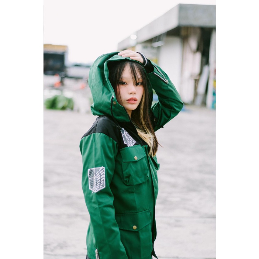 Jaket Parka Anime Shingeki No Kyojin Attack On Titan SNK AOT Hijau