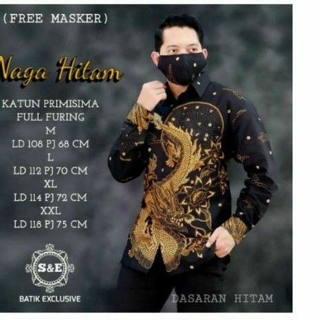 kemeja batik naga hitam