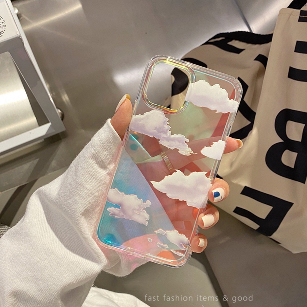 Rainbow Gradient Cloud Phone Case for IPhone 11 12 Pro Max IPhone XS MAX XR X 7+ I8 PLUS SE 2020 transparent hard back cover Casing iPhone