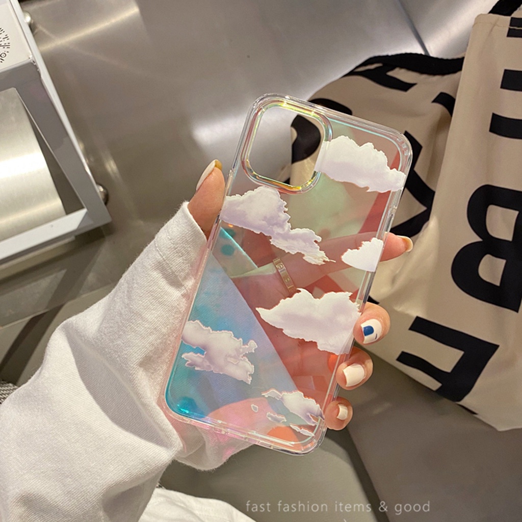 Rainbow Gradient Cloud Phone Case for IPhone 11 12 Pro Max IPhone XS MAX XR X 7+ I8 PLUS SE 2020 transparent hard back cover Casing iPhone