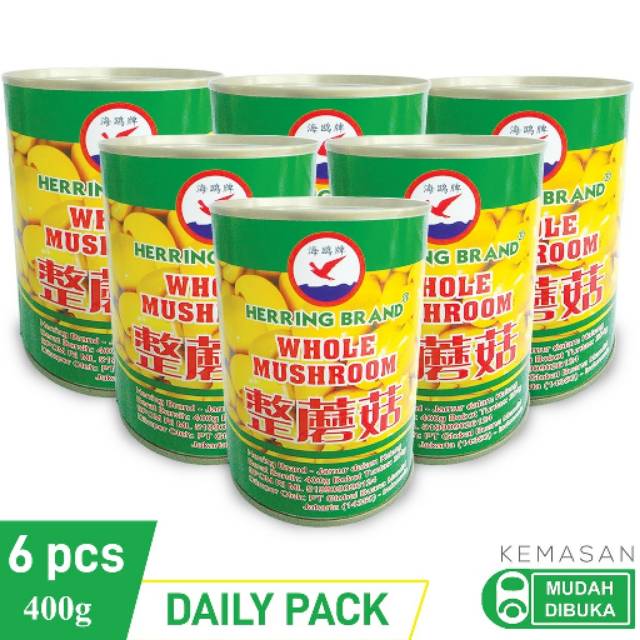 Herring Brand full cartoon  Canned Whole Mushroom 400gr - 24 Can. 1Dus