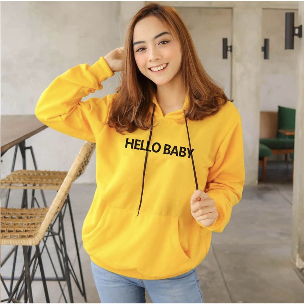 Lilipop.id Sweater Hoodie Wanita Hello Baby Outwear Jumper