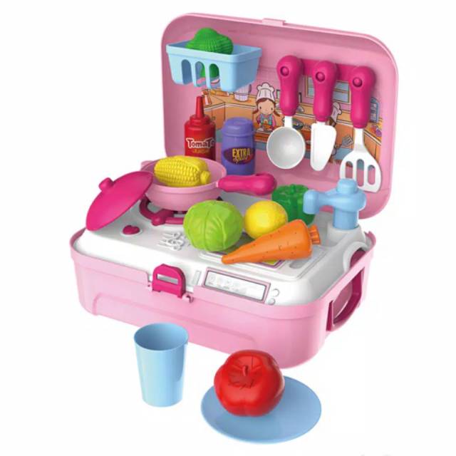 Kado Mainan Anak Perempuan Kitchen Set Backpack atau Mainan Masak Masakan