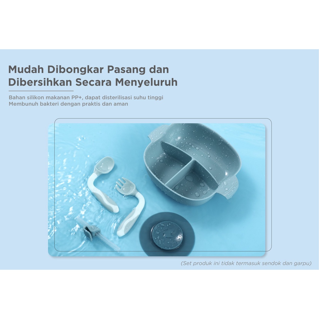 [PROMO] Mugu Baby Feeding Suction Divided Plate Tempat Makan Anak Anti Tumpah