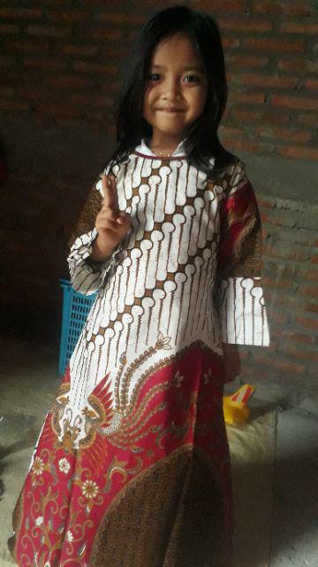 Batik Couple Keluarga Sania Ruffle Ori Ndoro Jowi Dnt Seno Merah Putih