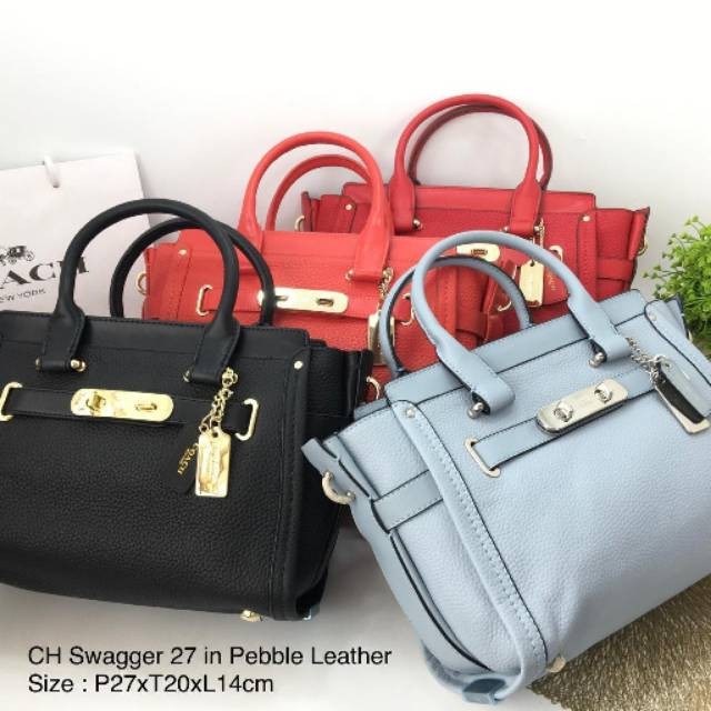 COACH Swagger 27 in Pebble Leather PROMO tas bag original authentic asli satchel