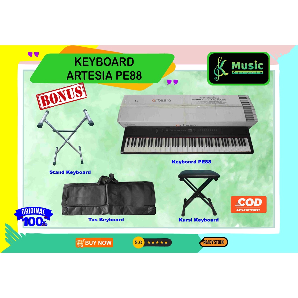 Original digital piano Artesia PE 88 pe88 License US cod bonus stand tas kursi keyboard