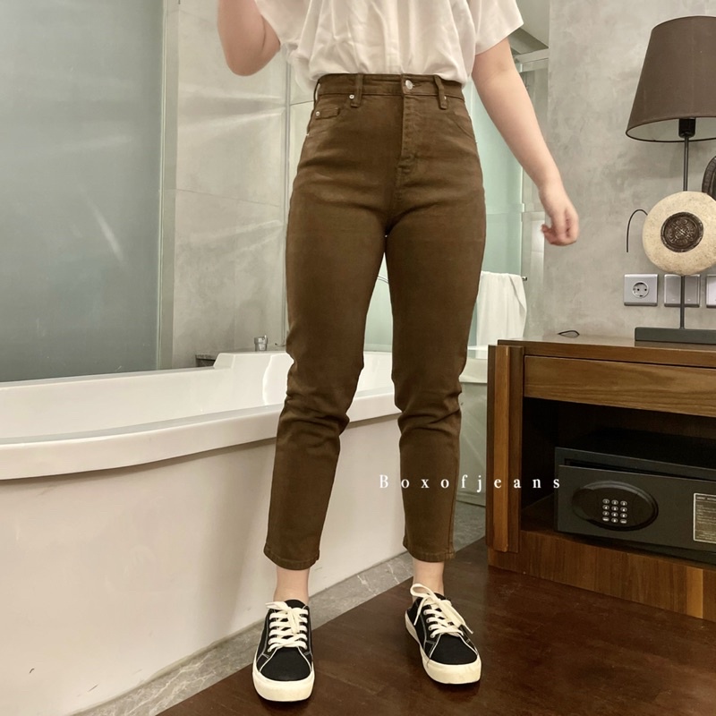 Boxofjeans - HW Stretchy Boyfriend jeans - DARK BROWN