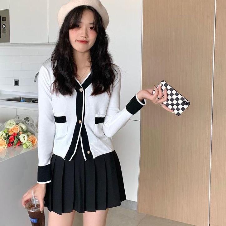 Baju wanita korea Cardigan rajut wanita Cardigan/Atasan Rajut Outer ​lengan Panjang Atasan wanita le