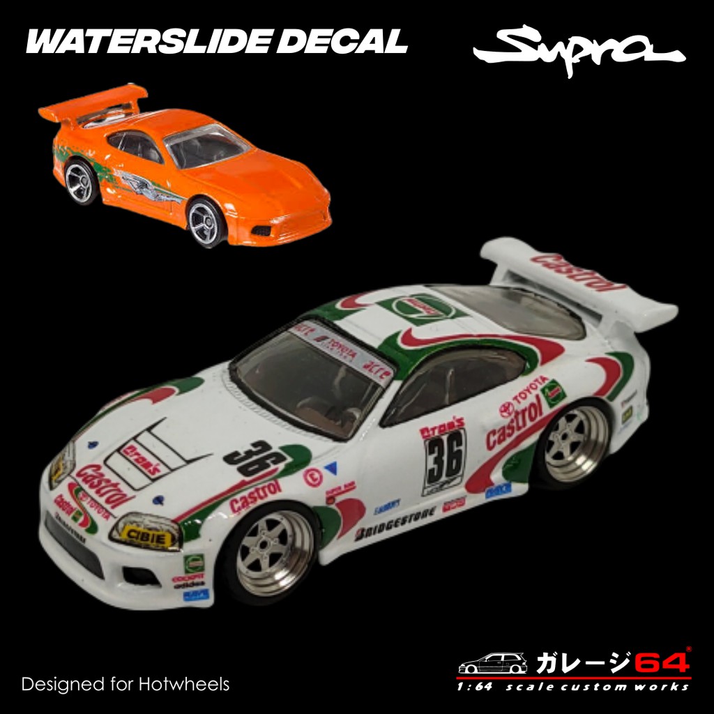 Decal set hotwheels Supra Castrol Toyota Tom's