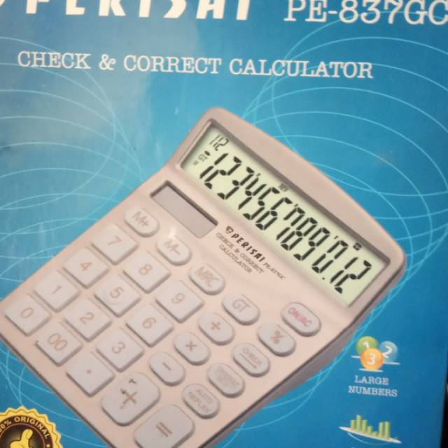 

TERBARU Kalkulator Dagang PAKAI BATERAI AA PE 936C 12 Digit 112 STEP CHEC K BIG DISPLAY