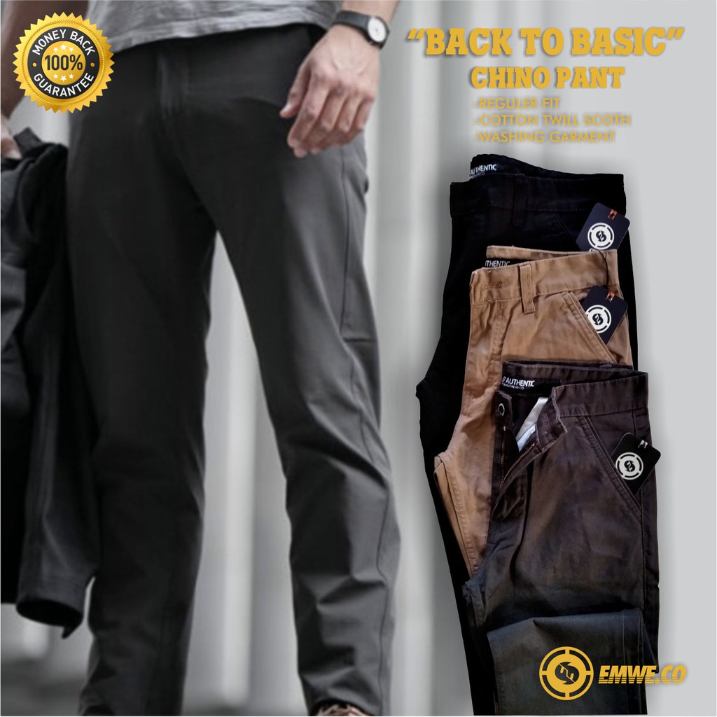 Celana panjang katun chino model standar lurus