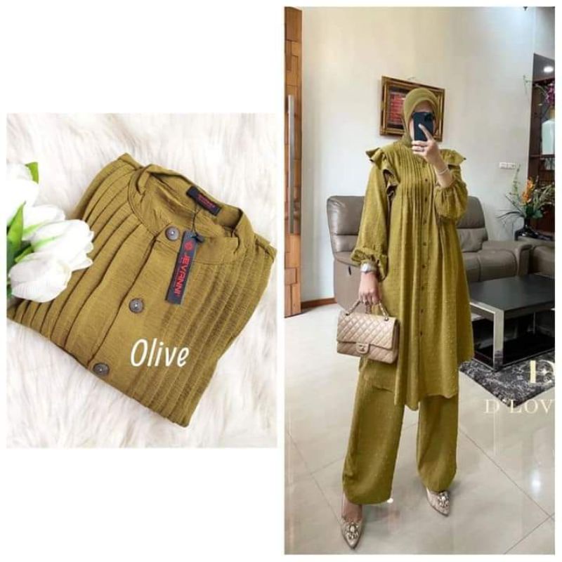 TERBARU ONE SET TUNIK CRINKLE WANITA BUSUI KEKINIAN HITS SET WANITA
