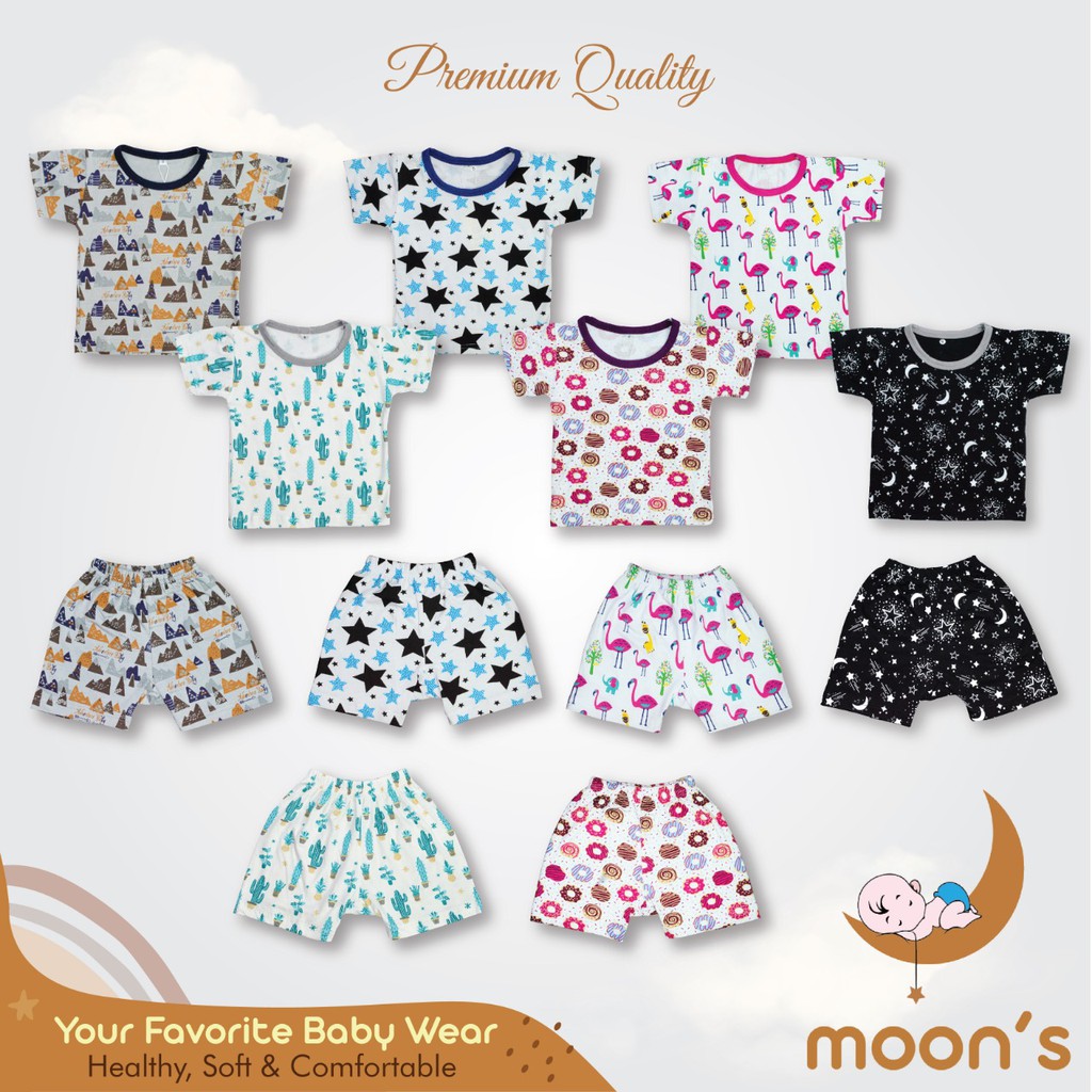 SNI STELAN OBLONG PENDEK  moons care  stelan baju pendek bayi stelan oblong Baju bayi Lucu Stelan ba