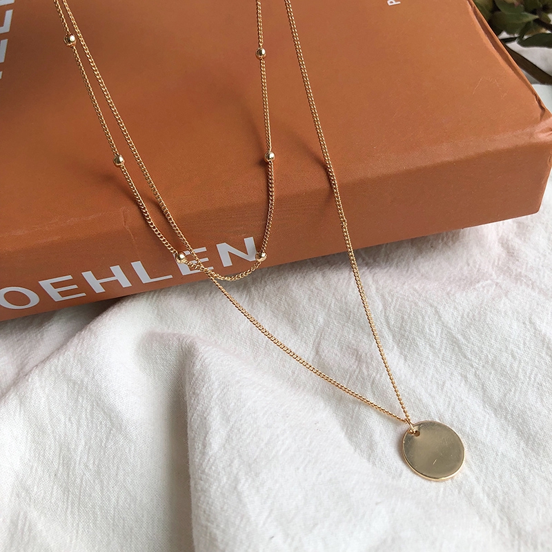 Kalung Berlapis Disc Bulat Liontin Kalung Kalung Emas Kalung Kalung Wanita
