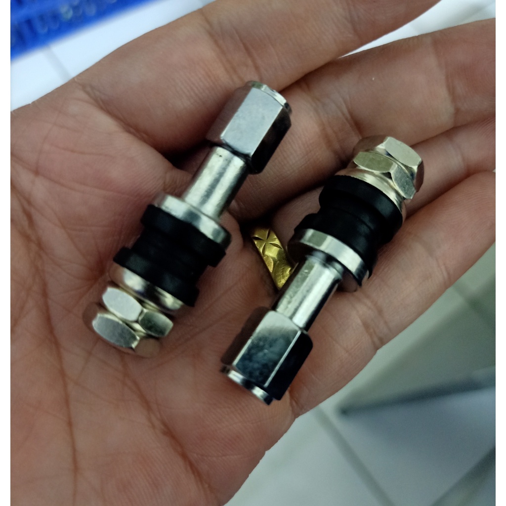 PENTIL TUBELES PENTIL BAN TUBLES BESI PENDEK STAINLESS SEPASANG SILVER