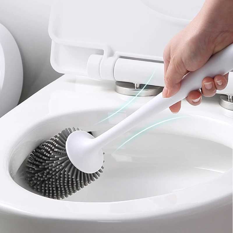 Sikat Toilet WC Kamar Mandi With Holder Silicone Brush Wall Mounted