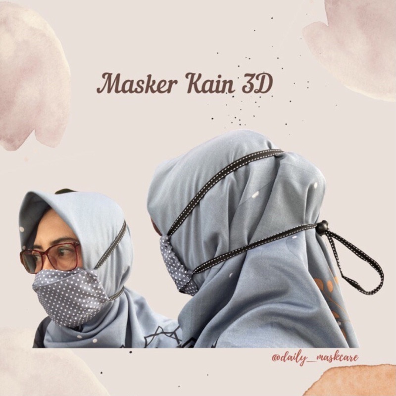 Masker Kain 3D Hijab + Strap