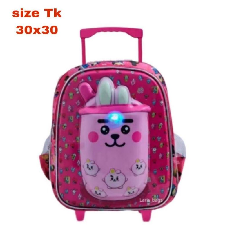 Tas Ransel Troli Anak BOBA LED/ Bonus 1pc Alat Tulis / Tas Anak TROLI sekolah TK-SD BOBA LED