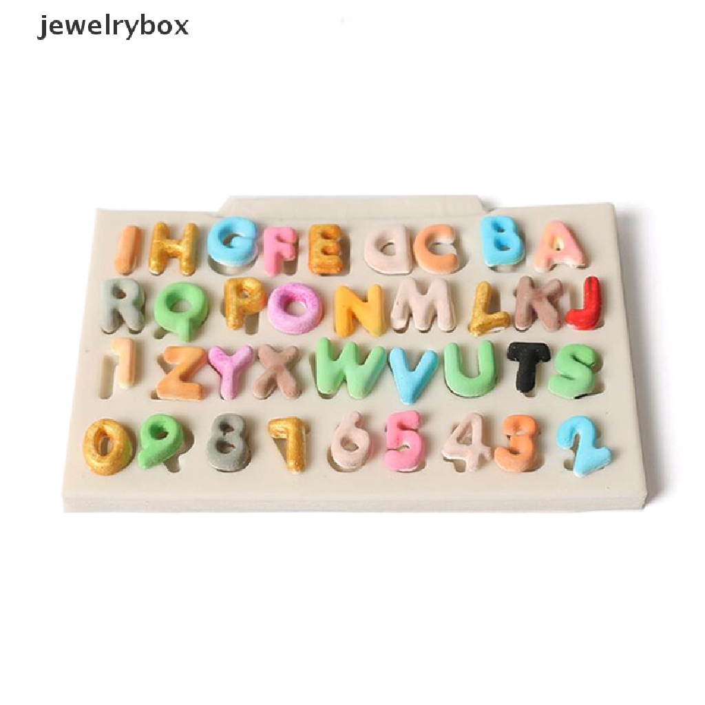 Cetakan Kue / Fondant / Cokelat Bentuk Huruf Angka Bahan Silikon Untuk Dekorasi Butik