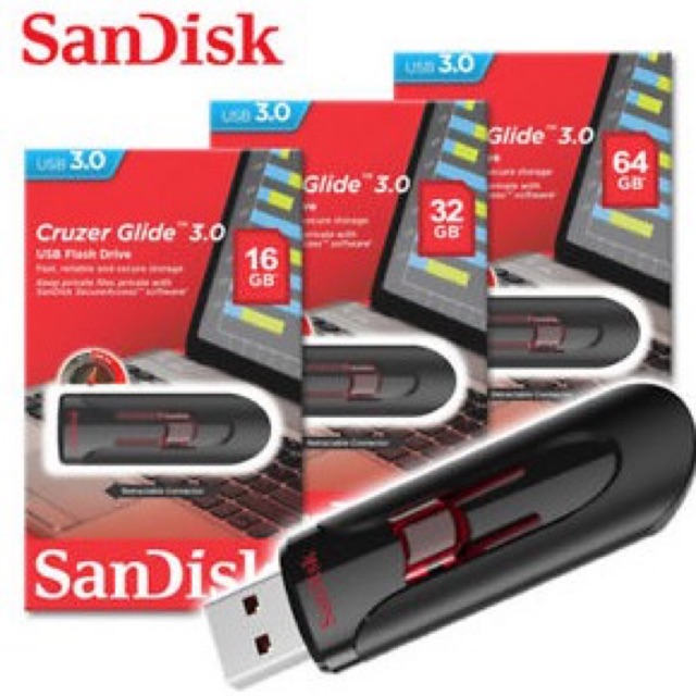 ORIGINAL FLASHDISK SANDISK CZ600 16GB 32GB 64GB 128GB CRUZER GLIDE 3.0 GARANSI RESMI UFD USB FLASH  DISK