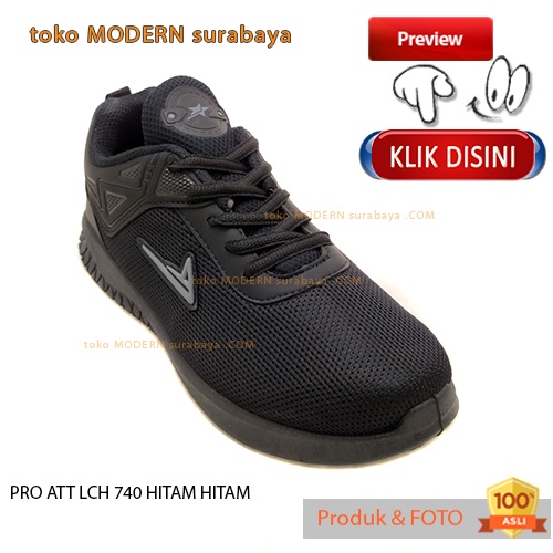 PRO ATT LCH 740 HITAM HITAM sepatu wanita sekolah sneakers tali