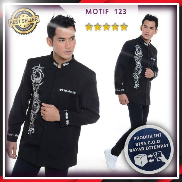 Jas Koko, Jas Koko Bordir, Jas Koko Modern, Jas Koko Polos, Jaskoko Motif 123 - Hitam, Bisa COD