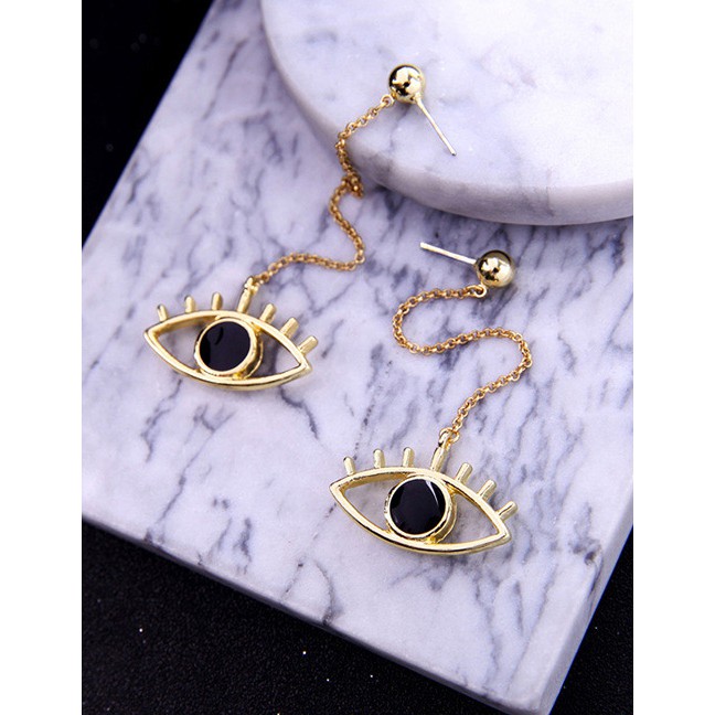 LRC Anting Tusuk Vintage Gold Color Eyes Shape Decorated Long