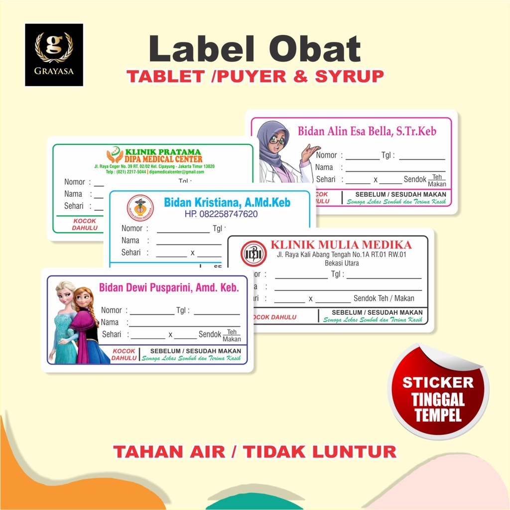

Label Obat Syrup / Label Obat Tablet / Label obat isi 200 pcs