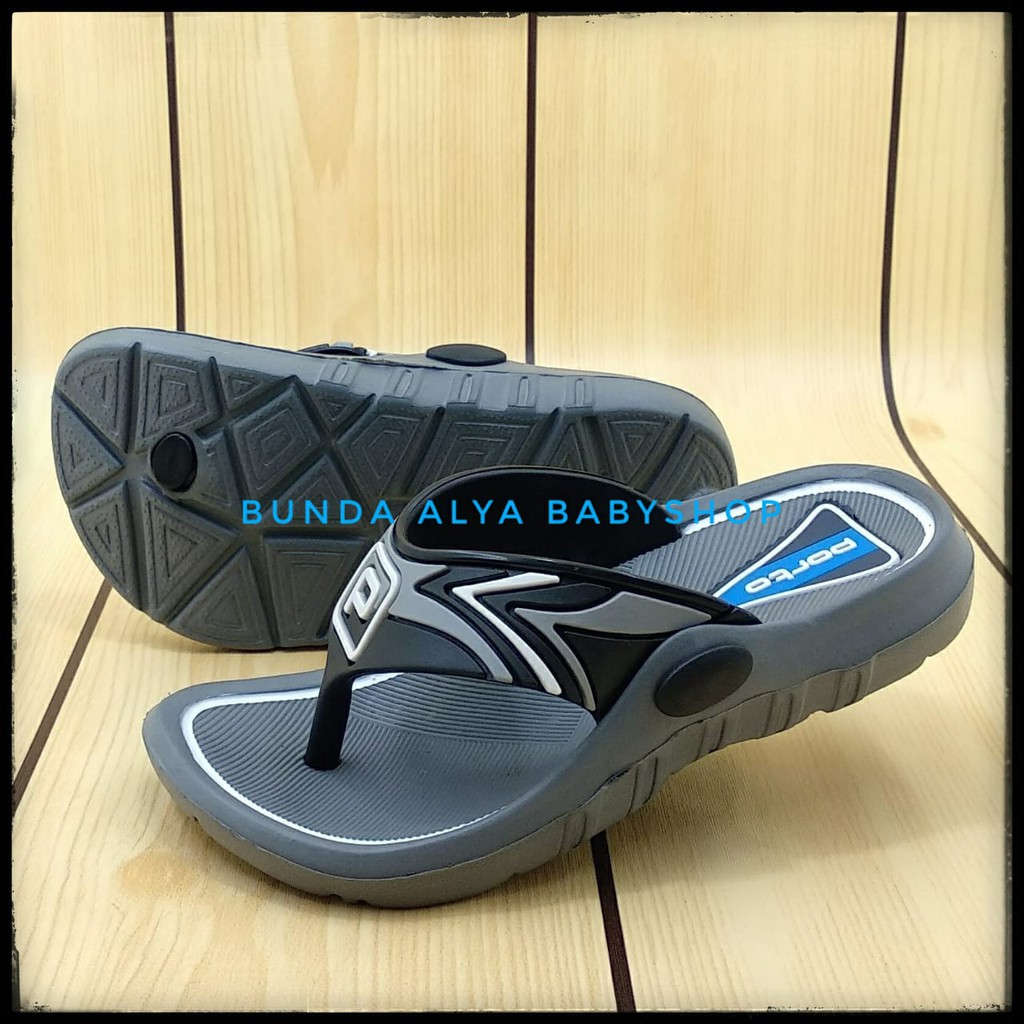 Sandal Anak Laki Laki Jepit Usia 3 4 5 6 7 Tahun Karet ABU Size 24 -35 Lentur - Sendal Anak Cowok Jepit Anti Licin PORTO Karet