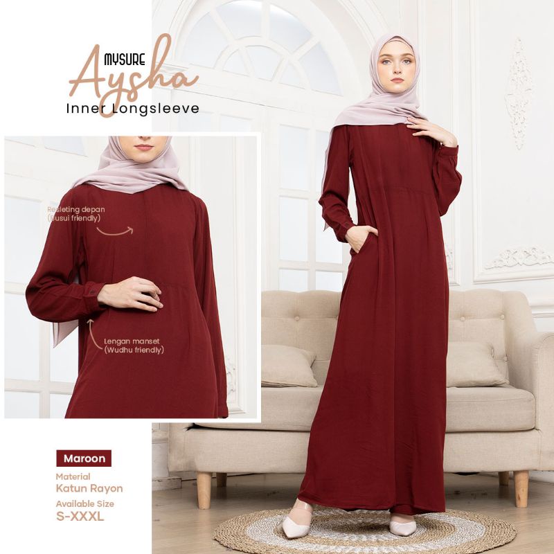 AYSHA LONG INNER Inner Gamis Lengan Panjang Inner Katun ORI MYSURE