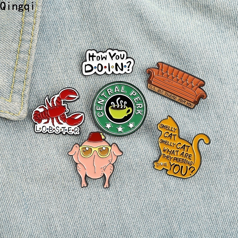 Bros Pin Enamel Desain Kucing Lobster Bau Teh Dan Supper Untuk Hadiah