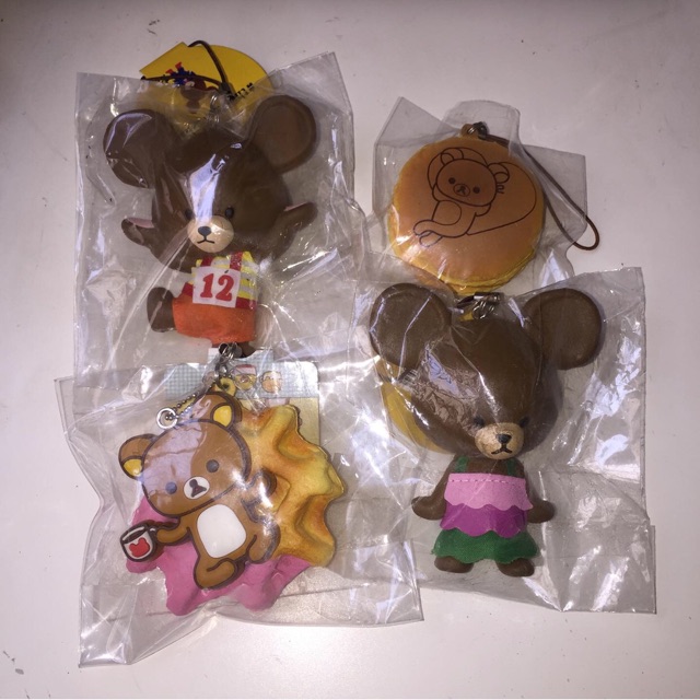 squishy bear school mascot & RK / rilakkuma tag waffle eclair