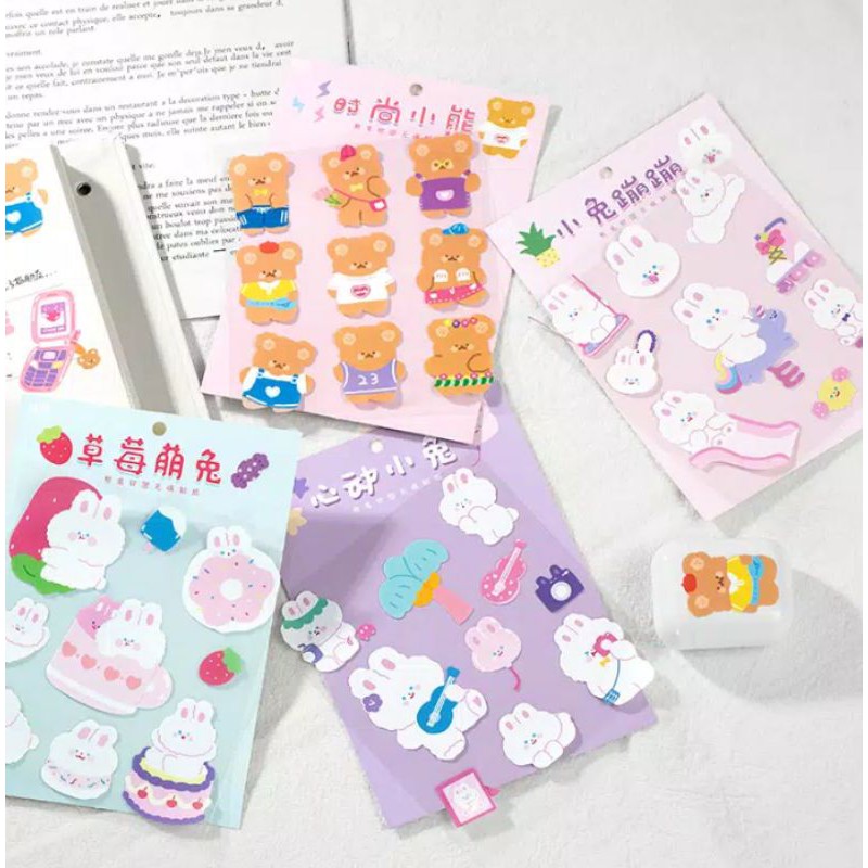 STICKER CUTE BEAR & RABBIT